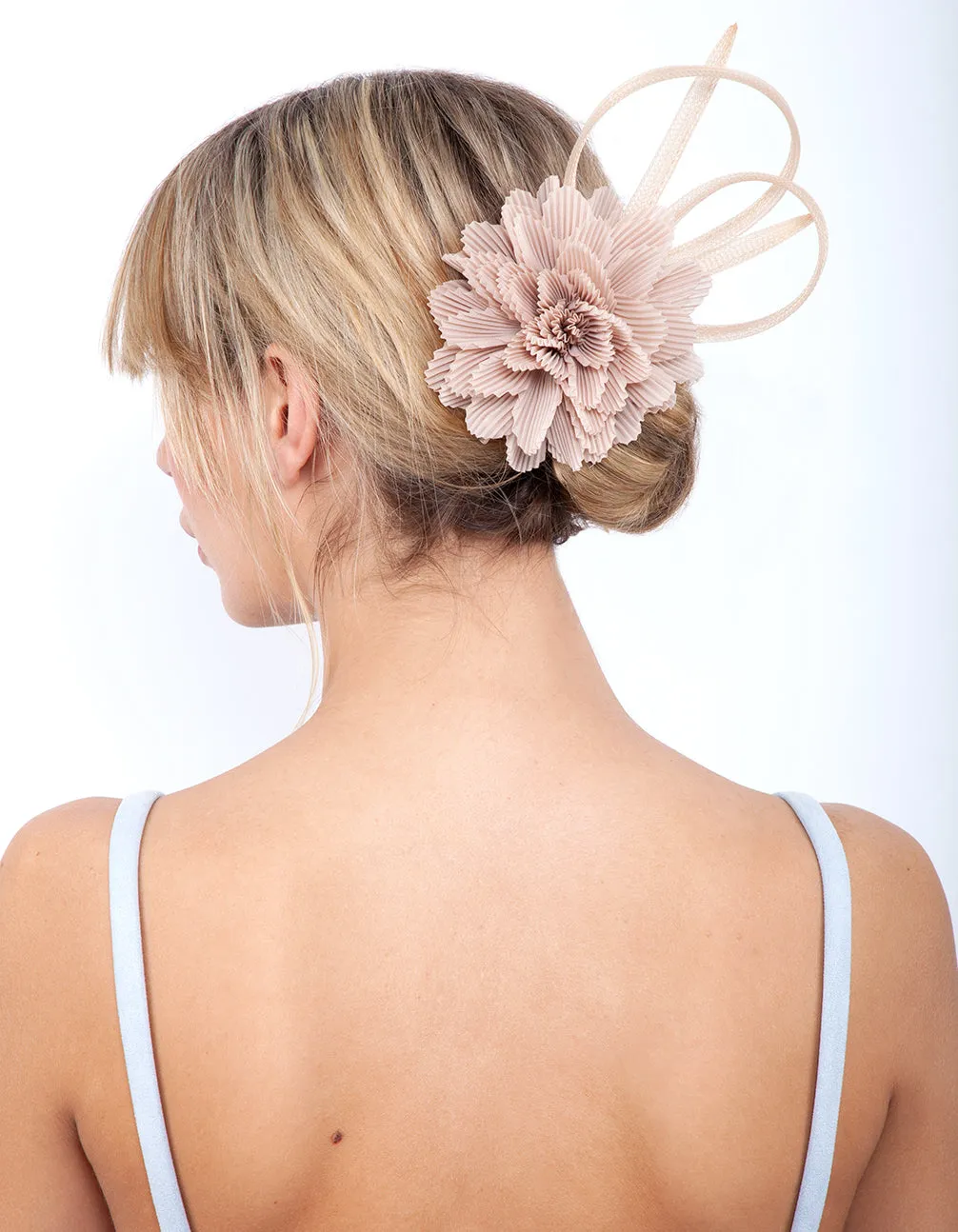 Taupe Crinkled Flower Clip