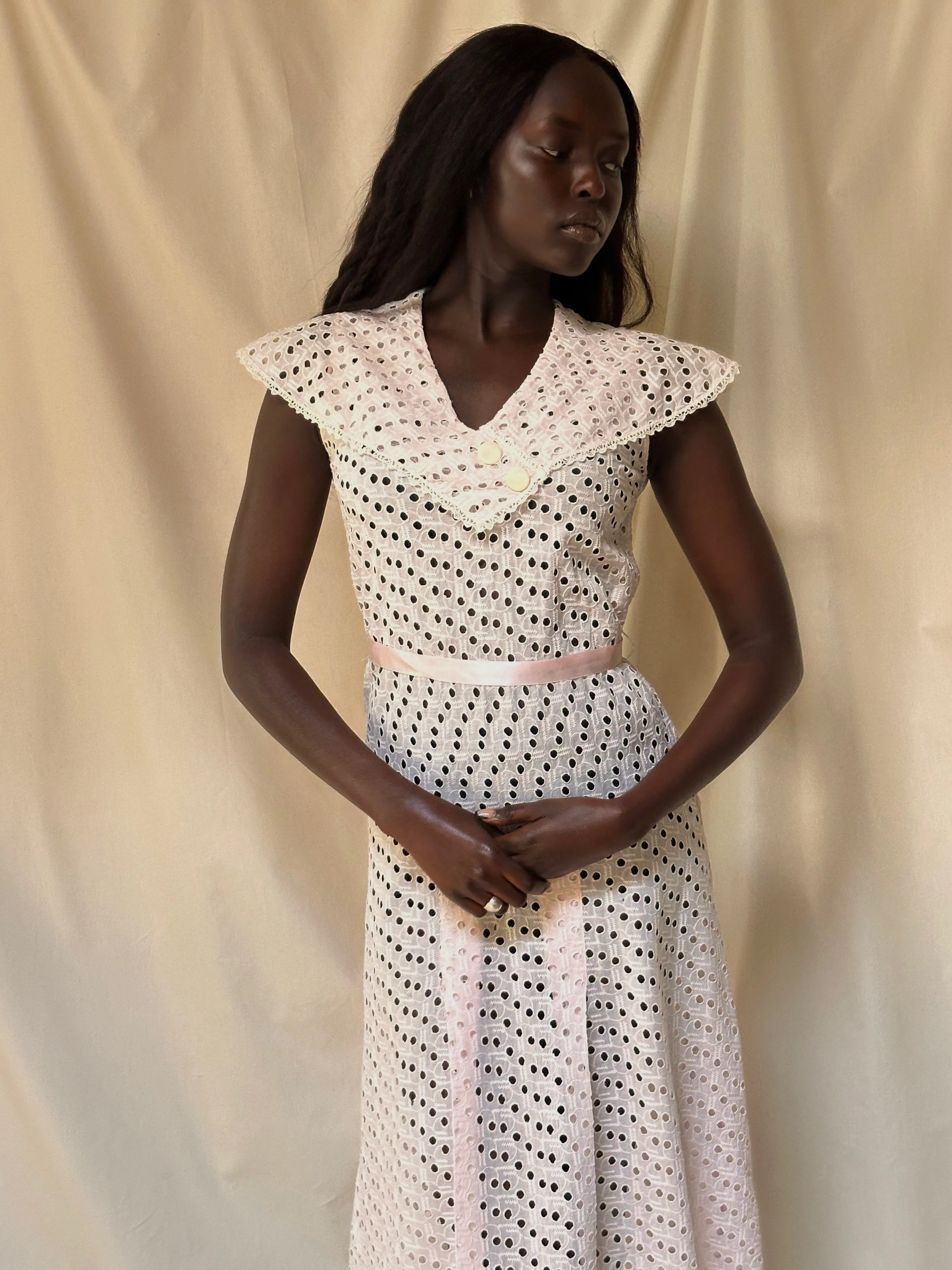Vintage 1930’s Baby Pink Eyelet Dress