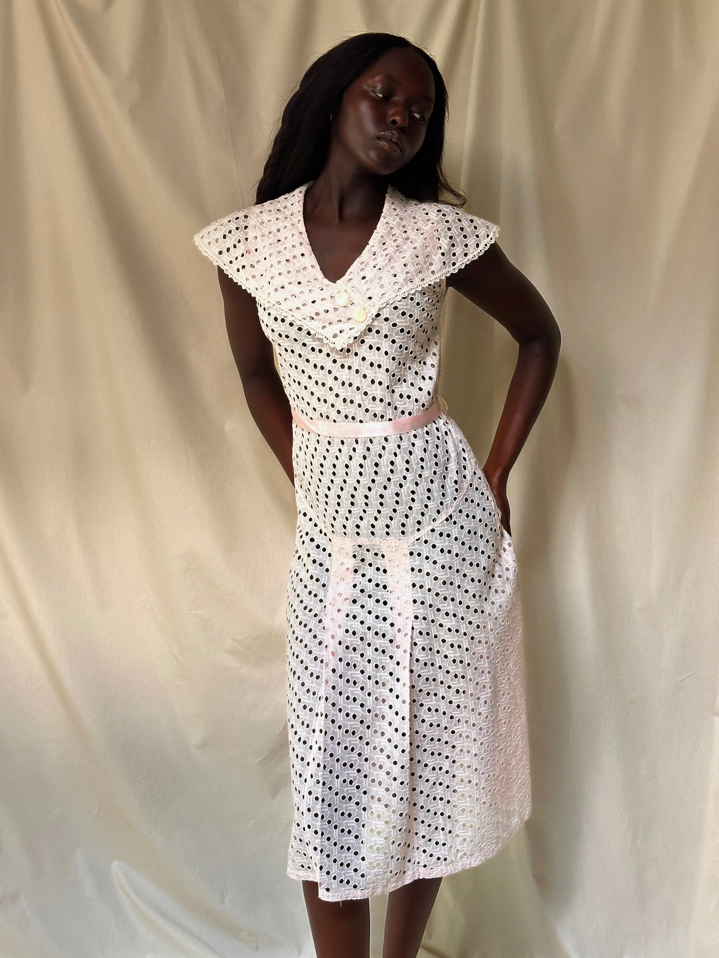 Vintage 1930’s Baby Pink Eyelet Dress
