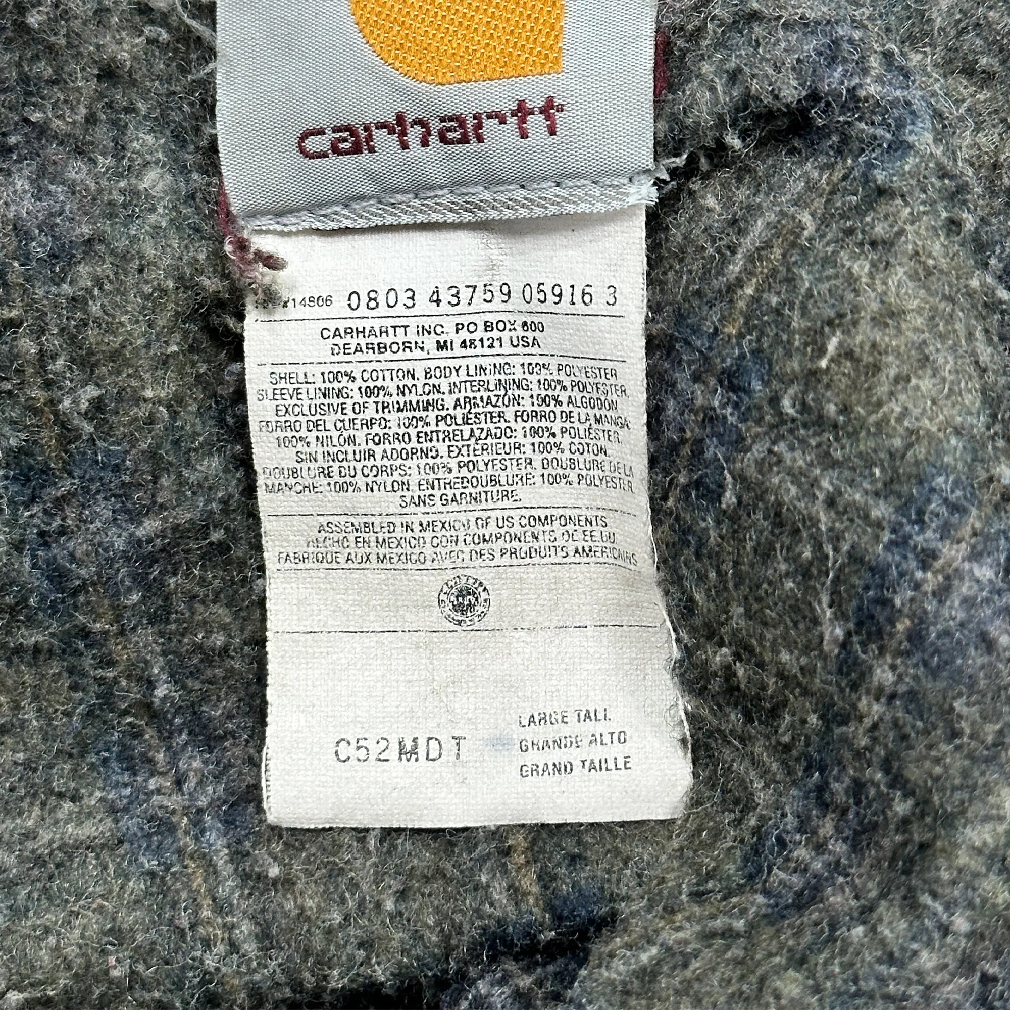 Vintage Carhartt C52 MDT Blanket Lined Ranch Coat - Large Tall