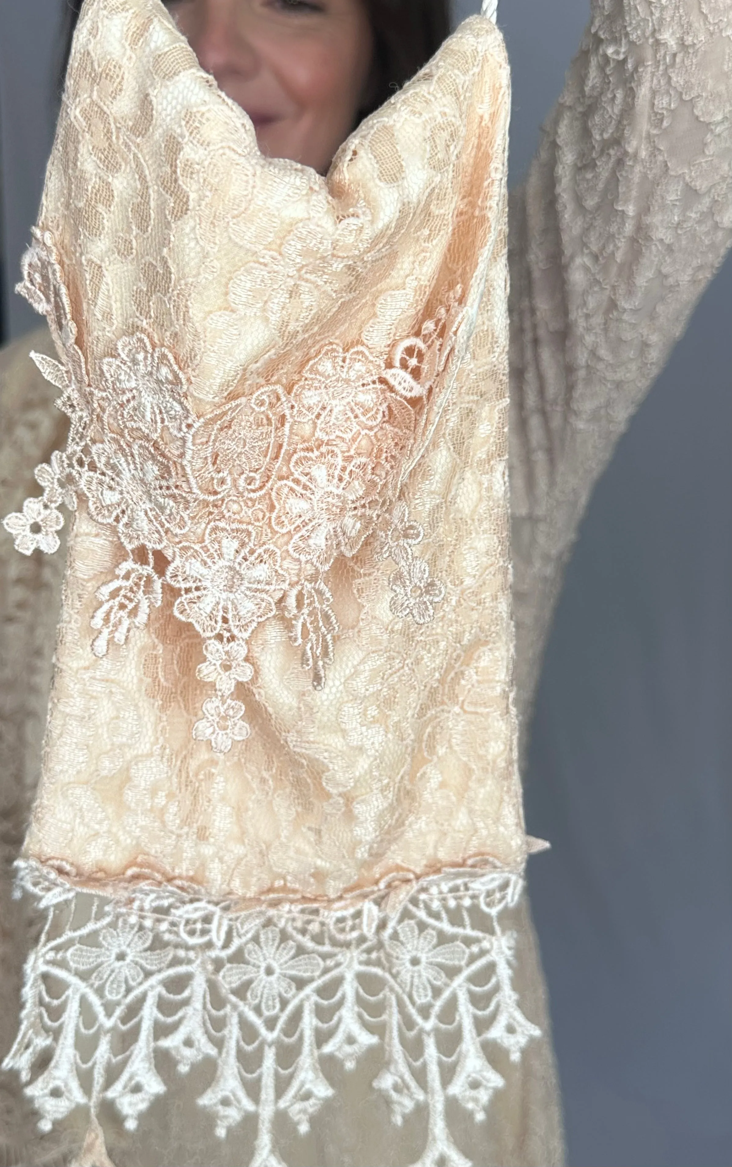 Vintage Lace Dress with Matching Slip, Scarf and Bag
