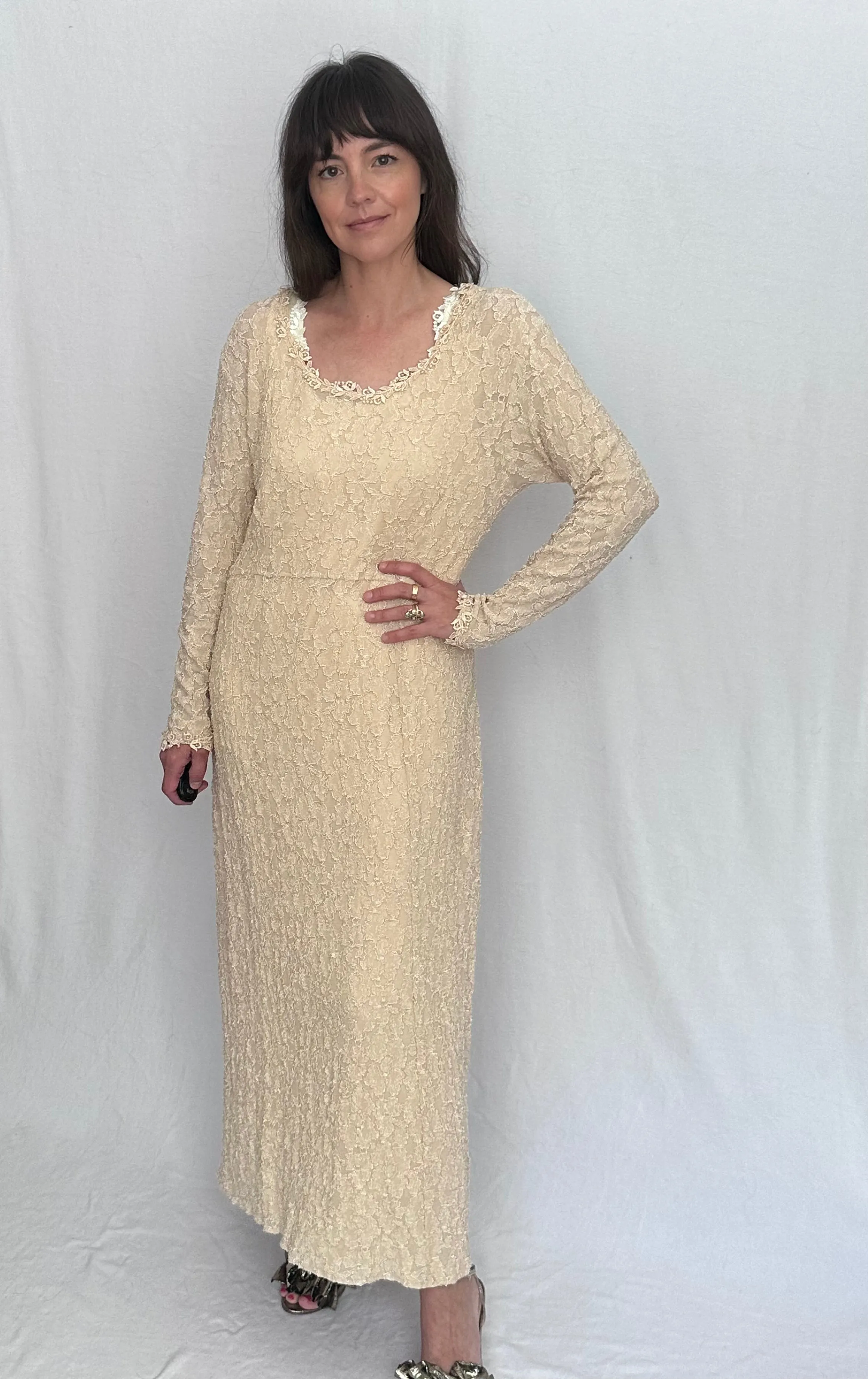 Vintage Lace Dress with Matching Slip, Scarf and Bag