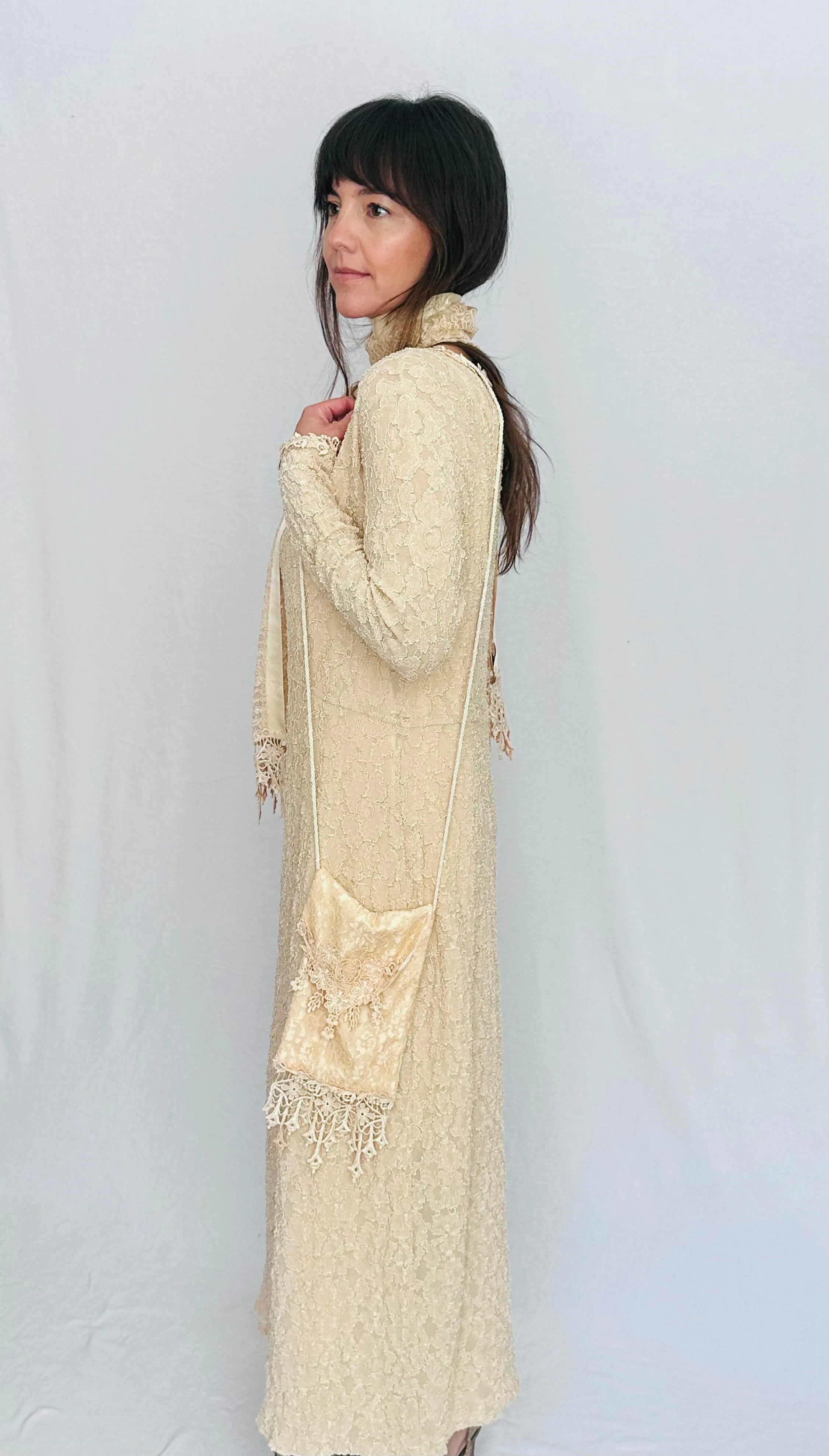 Vintage Lace Dress with Matching Slip, Scarf and Bag