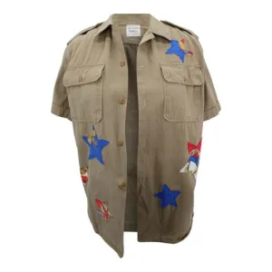 Vintage Military Jacket Reclaimed With Silk Scarf Stars