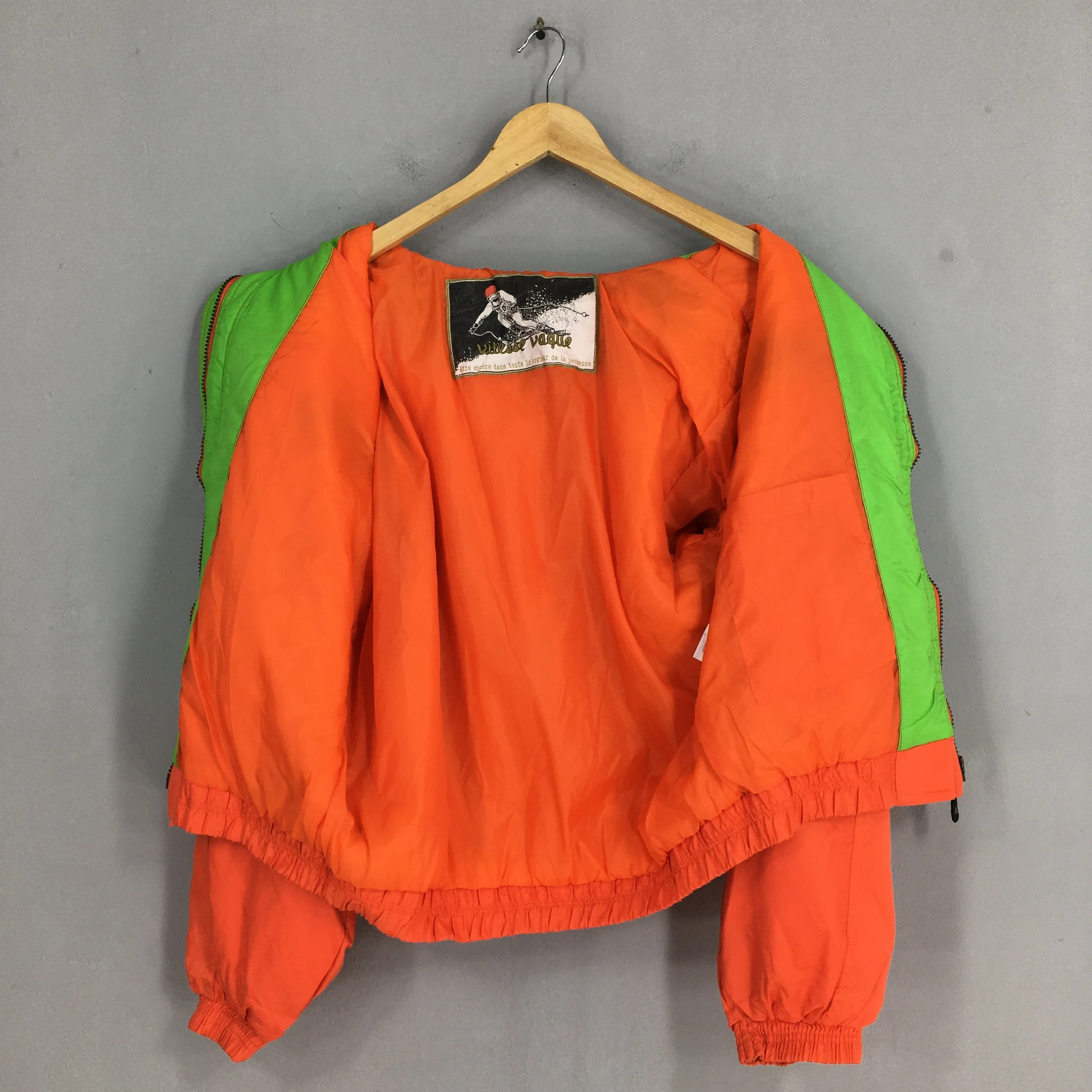 Vitesse Vague Italy Ski Wear Orange Hoodie Jacket Large