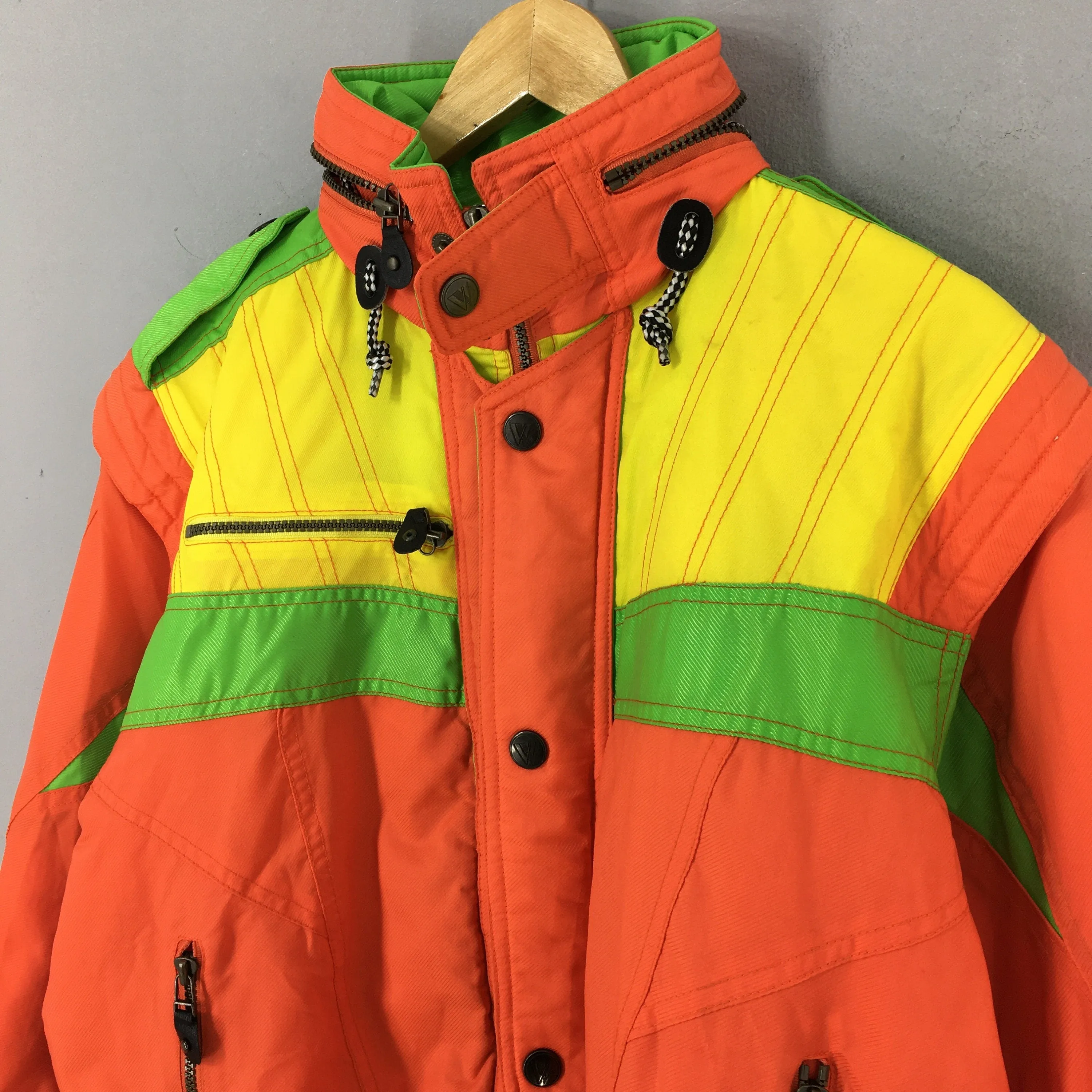 Vitesse Vague Italy Ski Wear Orange Hoodie Jacket Large