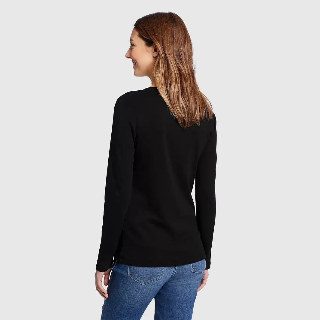 Womens Long Sleeve Pullover V-Neck T-Shirt