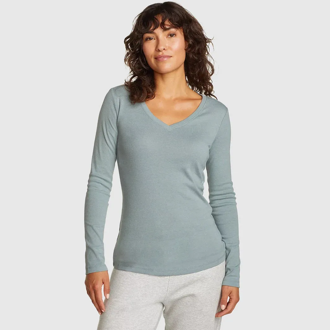 Womens Long Sleeve Pullover V-Neck T-Shirt