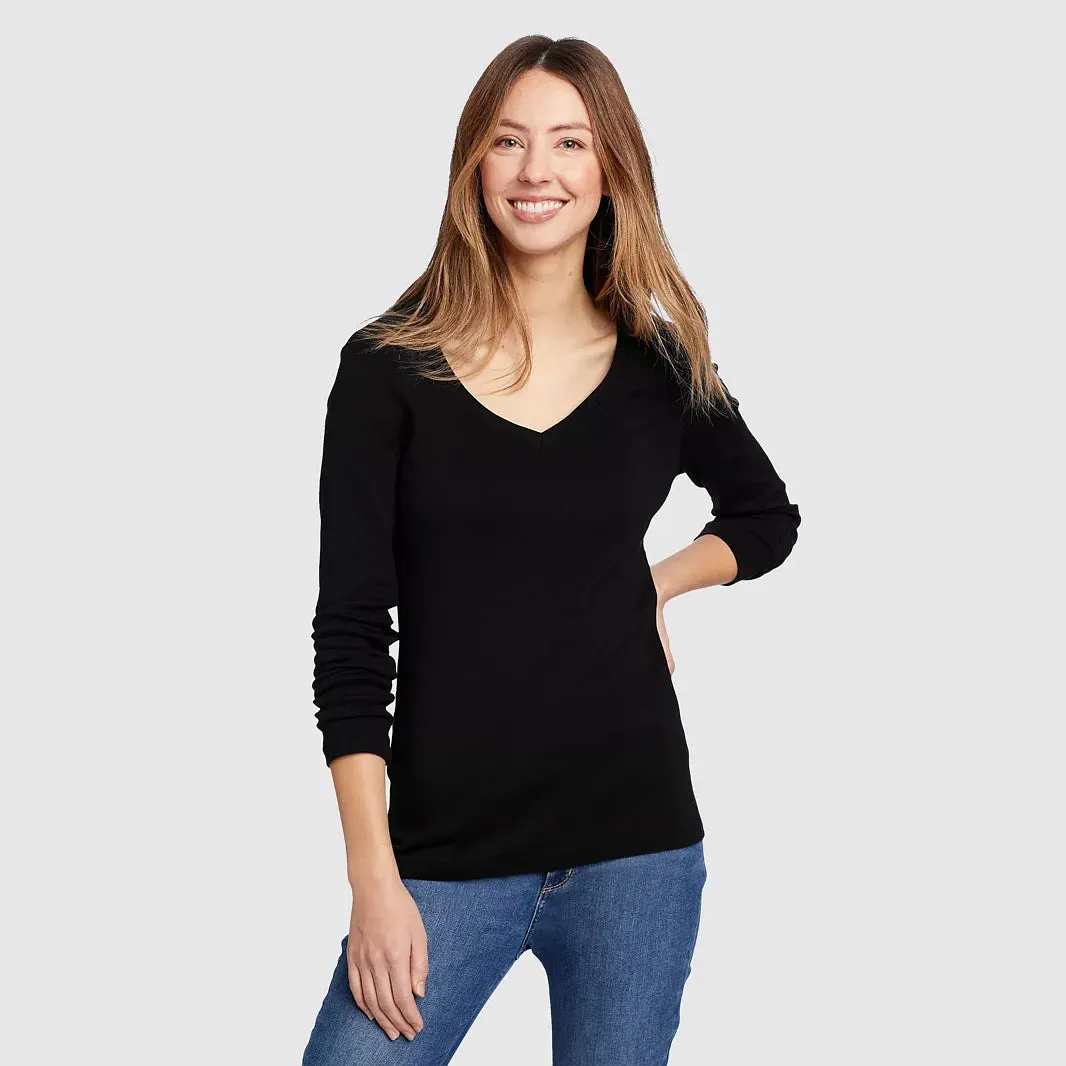 Womens Long Sleeve Pullover V-Neck T-Shirt
