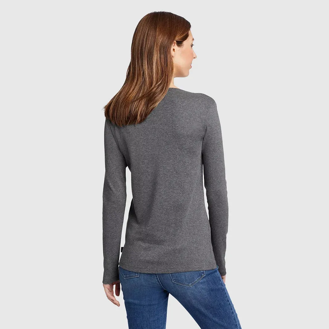 Womens Long Sleeve Pullover V-Neck T-Shirt