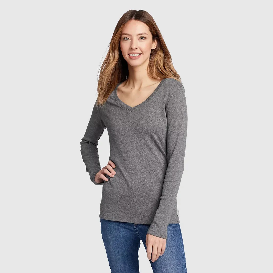 Womens Long Sleeve Pullover V-Neck T-Shirt