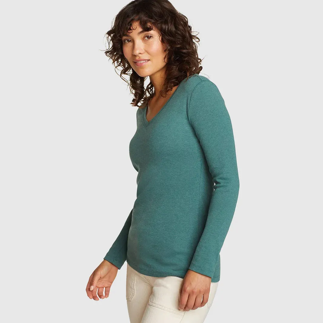 Womens Long Sleeve Pullover V-Neck T-Shirt