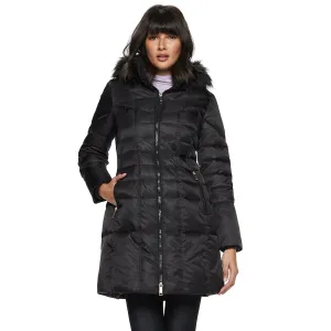Women's Nine West Faux-Fur Trim Quilted Parka Coat