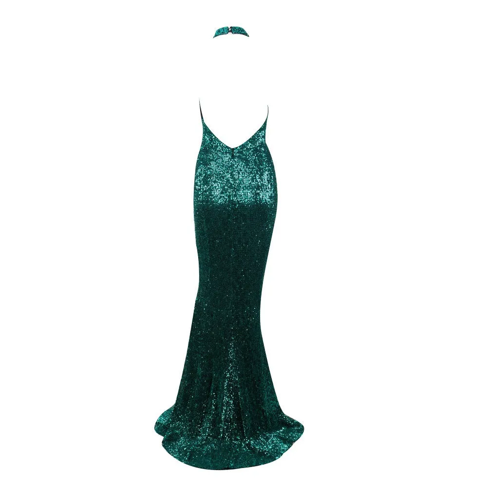 Women's Sequin O-Neck Long Dress