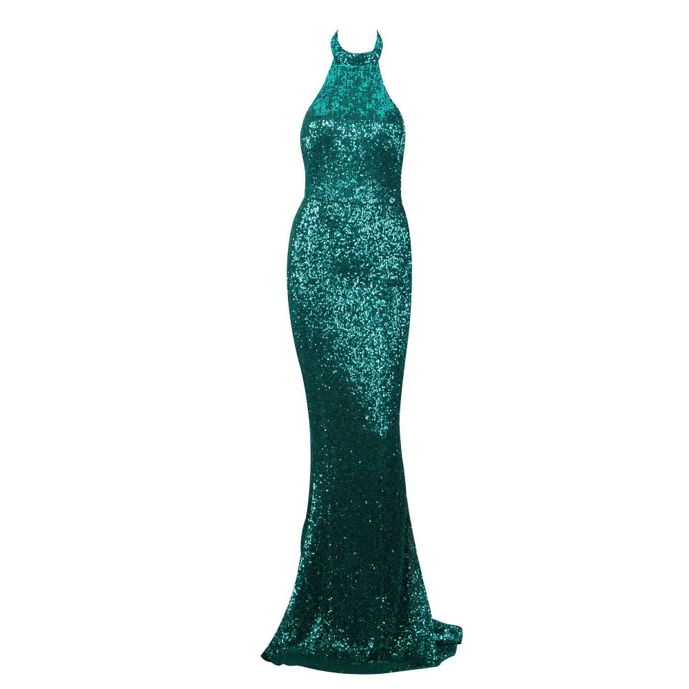 Women's Sequin O-Neck Long Dress