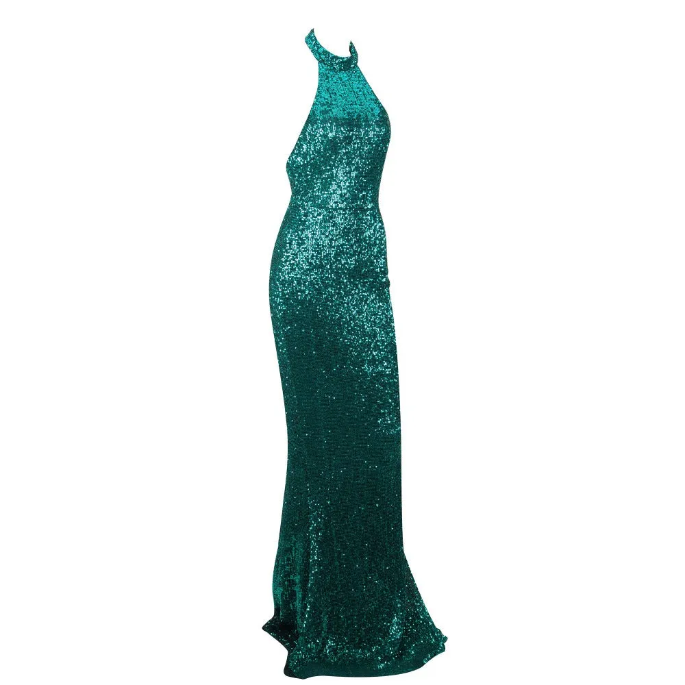 Women's Sequin O-Neck Long Dress