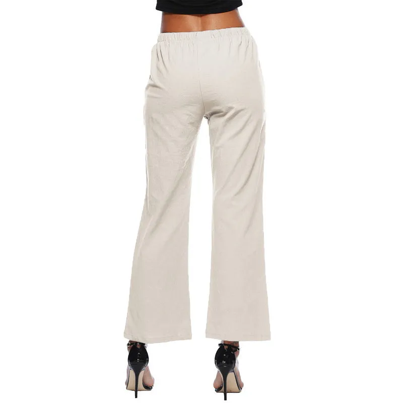 Women's Summer Cotton Elastic Waist Pants