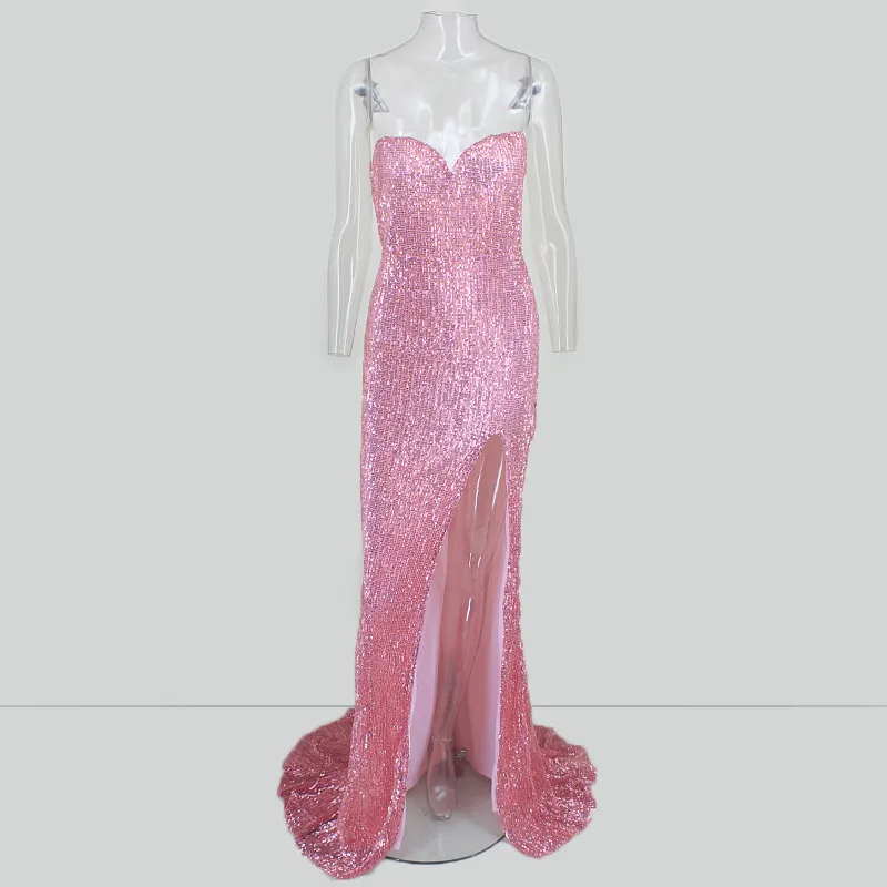 Women's Summer Off-Shoulder Sequin Sheath Long Dress