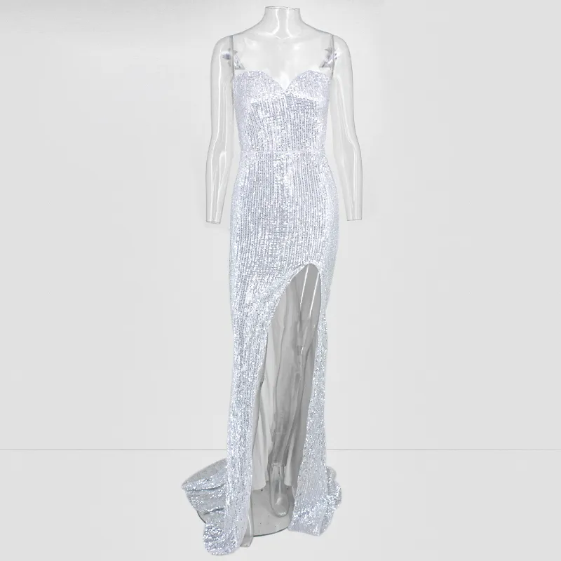 Women's Summer Off-Shoulder Sequin Sheath Long Dress