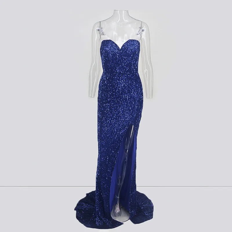 Women's Summer Off-Shoulder Sequin Sheath Long Dress