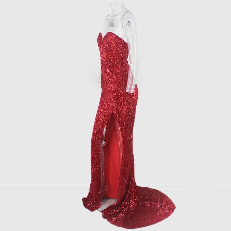 Women's Summer Off-Shoulder Sequin Sheath Long Dress