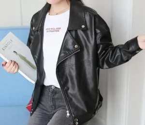 Womens Vegan Leather Biker Jacket